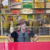 Eating breakfast at the Gray's Papaya on 72nd and Broadway, where Kocher bought most of his coffee while living in the park.